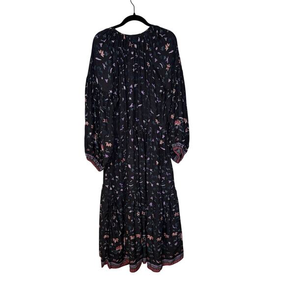 Revolve Natalie Martin Black Purple 100% Silk Briana Lotus Maxi Dress Size Small - Picture 5 of 7